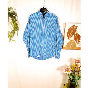 Rafter Men's Blue Button-Up Long-Sleeved Shirt Medium